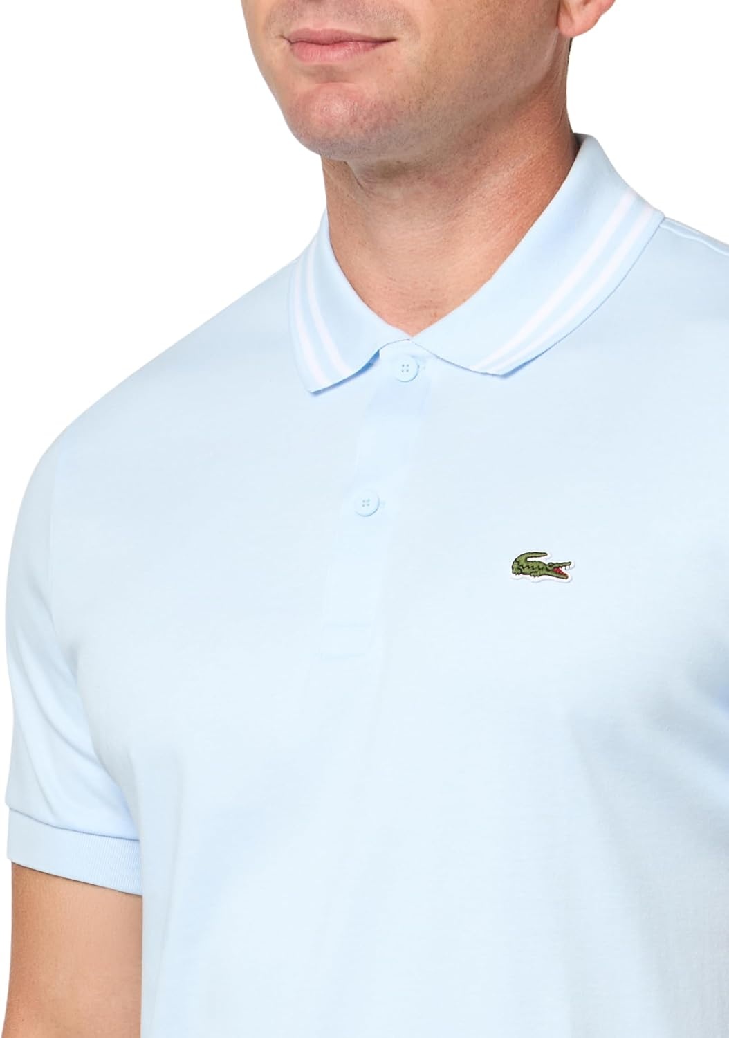 image:imageLacoste Mens Regular Fit Cotton Pima Interlock Polo ShirtRill Blue
