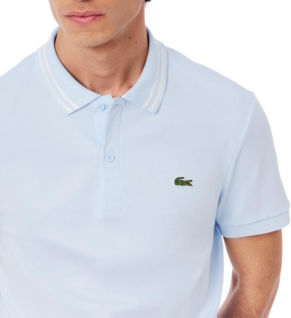 image:imageLacoste Mens Regular Fit Cotton Pima Interlock Polo ShirtRill Blue