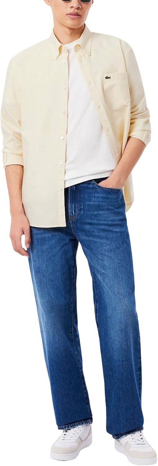 image:imageLacoste Mens Regular Fit Oxford ShirtNaturel ClairNaturel Cla