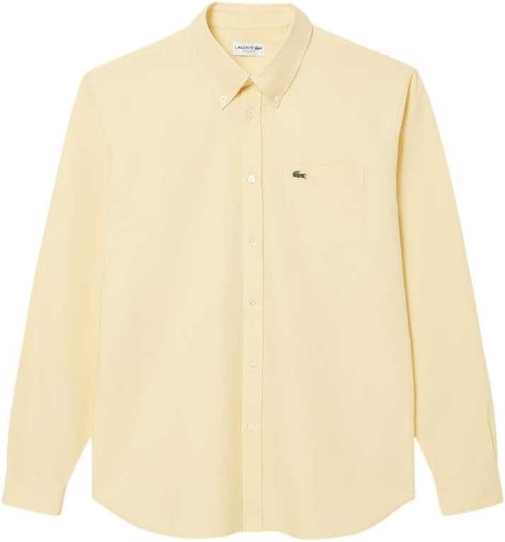 image:imageLacoste Mens Regular Fit Oxford ShirtYellowWhite