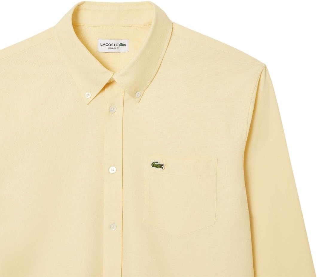 image:imageLacoste Mens Regular Fit Oxford ShirtYellowWhite