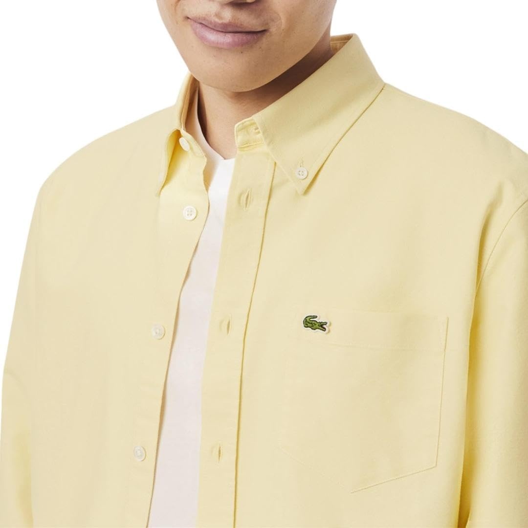image:imageLacoste Mens Regular Fit Oxford ShirtYellowWhite
