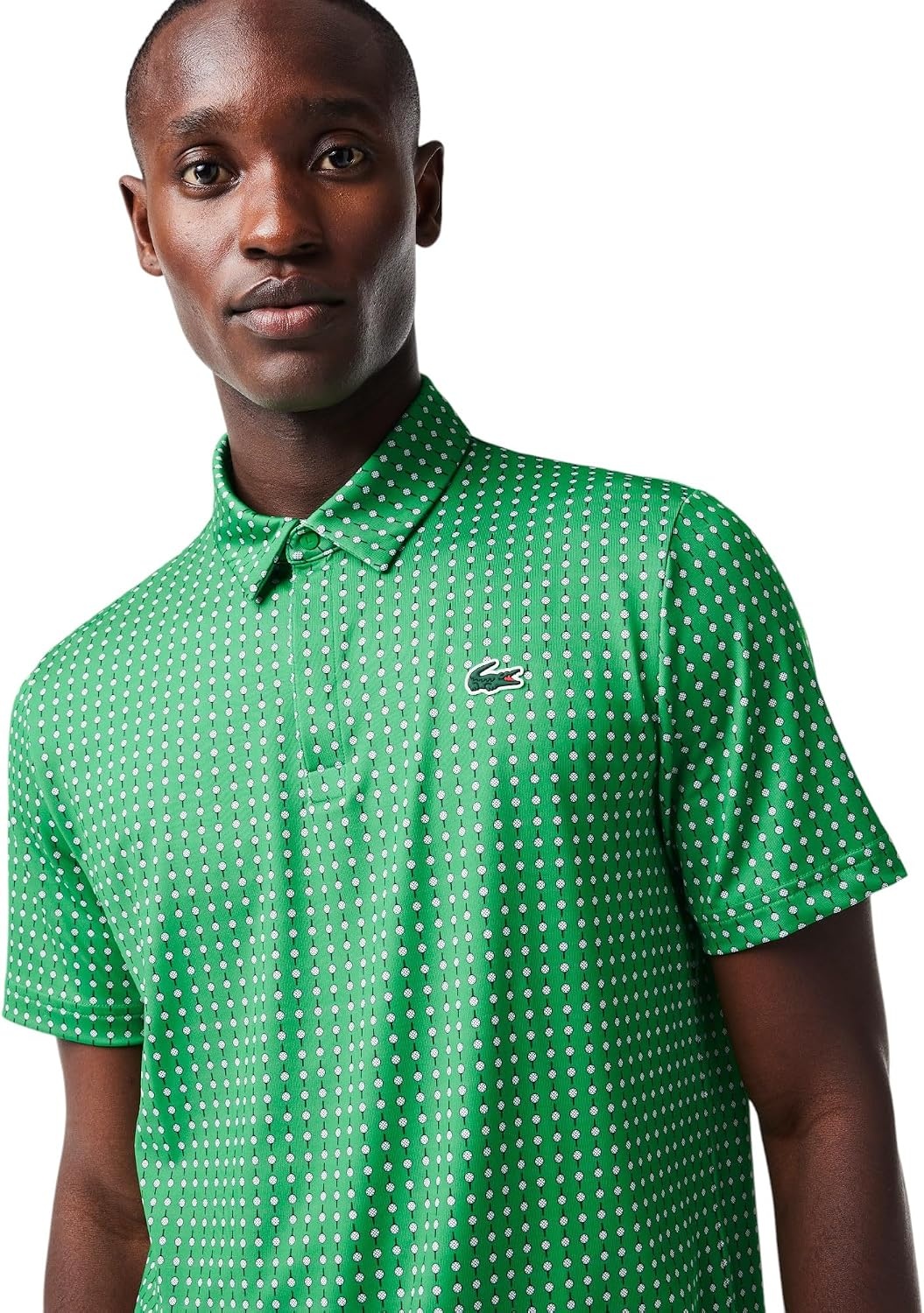 image:imageLacoste Mens Regular Fit UV Protect AllOver Print Golf Polo Shirt CalatheaFlour XLarge