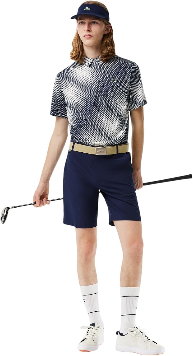 image:imageLacoste Mens Regular Fit UV Protect AllOver Print Golf Polo Shirt FlourNavy Blue XXLarge