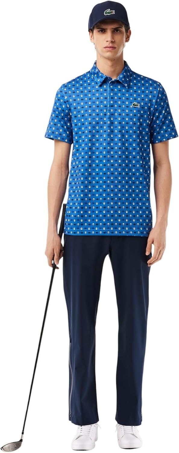 image:imageLacoste Mens Regular Fit UV Protect AllOver Print Golf Polo Shirt LadiguePhoenix Blue XLarge
