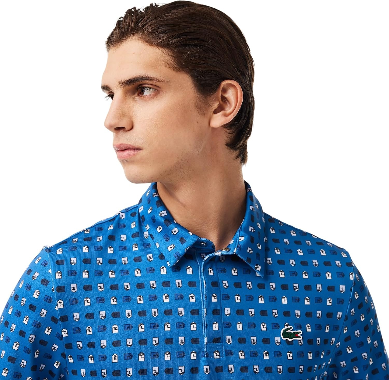 image:imageLacoste Mens Regular Fit UV Protect AllOver Print Golf Polo Shirt LadiguePhoenix Blue XLarge