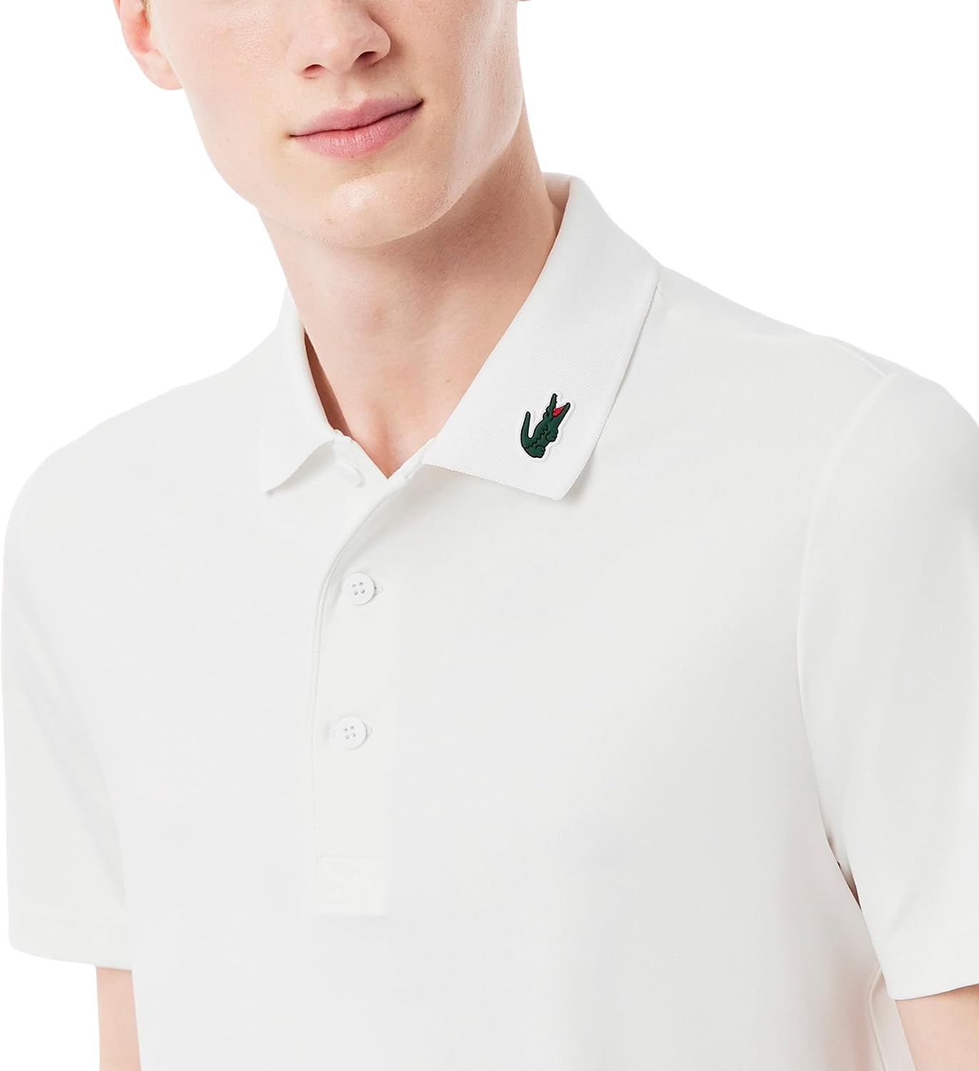 image:imageLacoste Mens Regular Fit UV Protect Collar Logo Golf Polo Shirt White XLarge