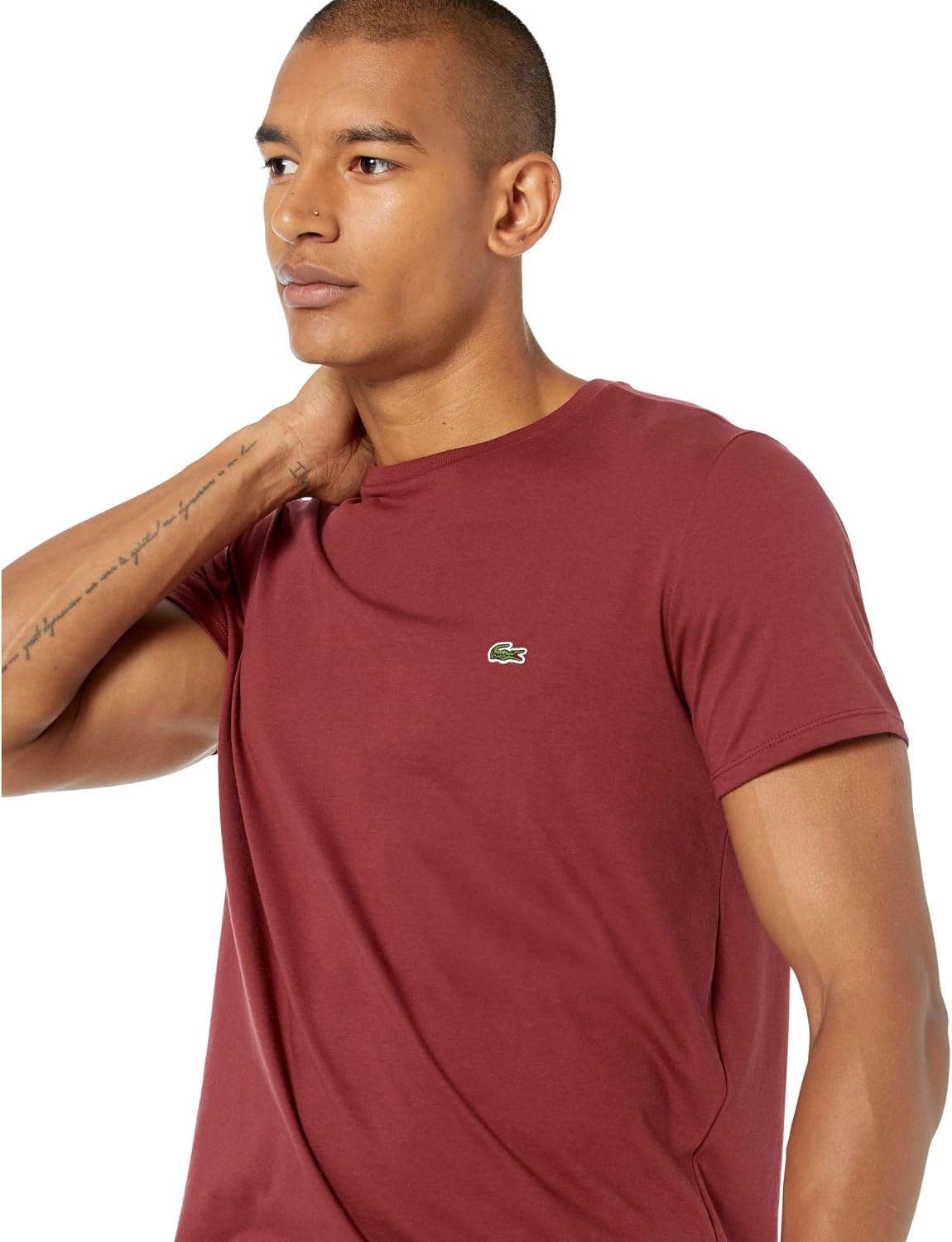 image:imageLacoste Mens Short Sleeve Pima Jersey Crew Neck TeeCranberry