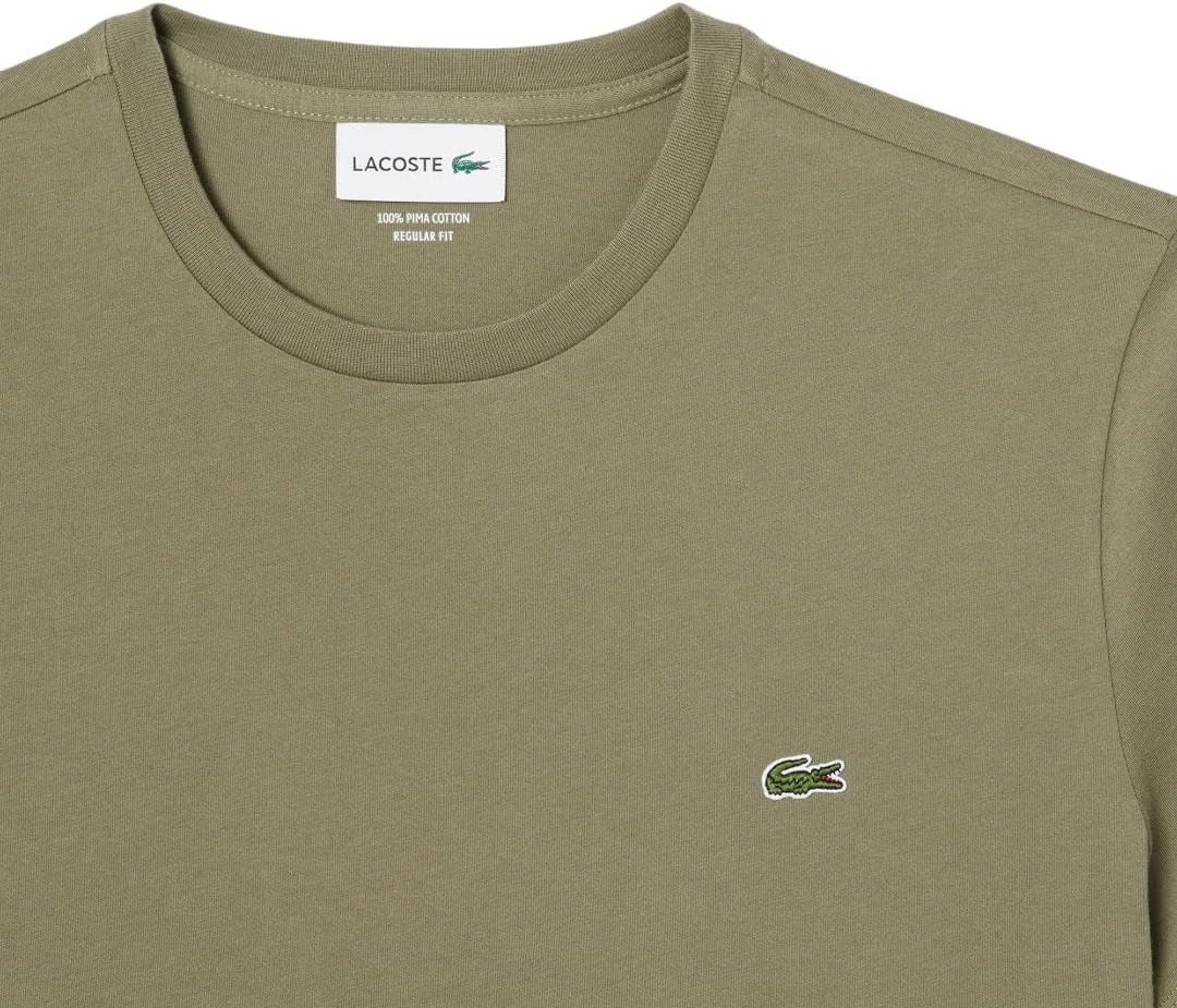 image:imageLacoste Mens Short Sleeve Pima Jersey Crew Neck TeeKhaki