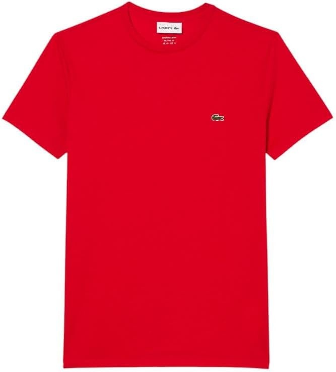 image:imageLacoste Mens Short Sleeve Pima Jersey Crew Neck TeeRed Bright