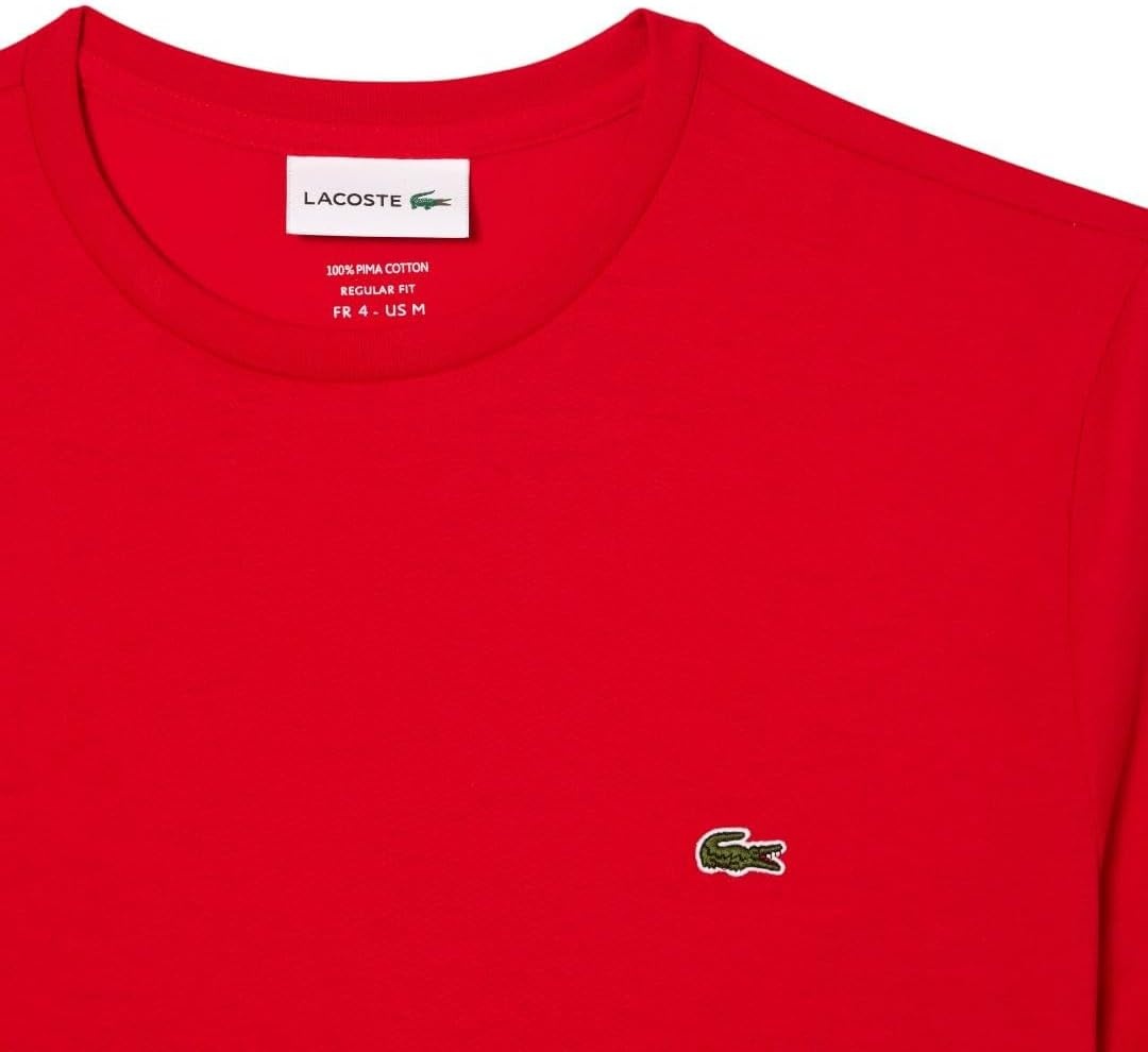 image:imageLacoste Mens Short Sleeve Pima Jersey Crew Neck TeeRed Bright