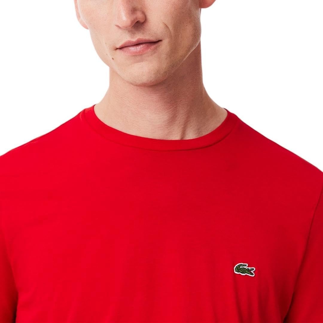 image:imageLacoste Mens Short Sleeve Pima Jersey Crew Neck TeeRed Bright