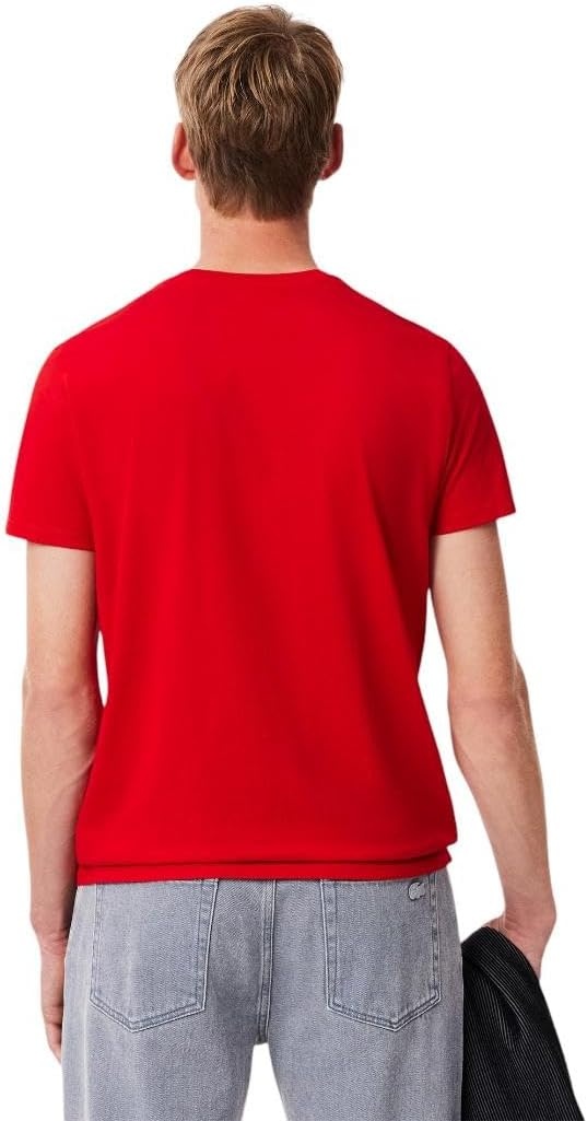image:imageLacoste Mens Short Sleeve Pima Jersey Crew Neck TeeRed Bright