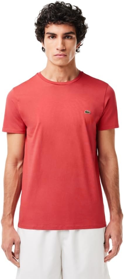 image:imageLacoste Mens Short Sleeve Pima Jersey Crew Neck TeeSierra Red