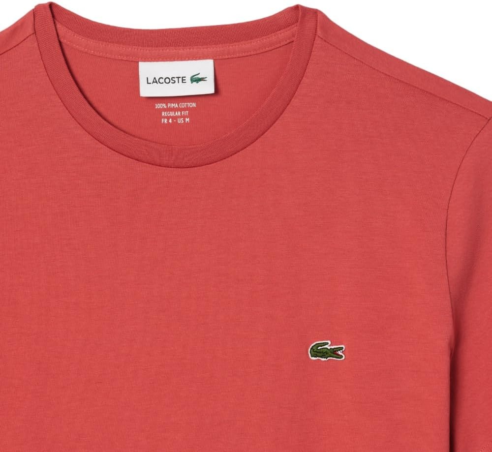 image:imageLacoste Mens Short Sleeve Pima Jersey Crew Neck TeeSierra Red