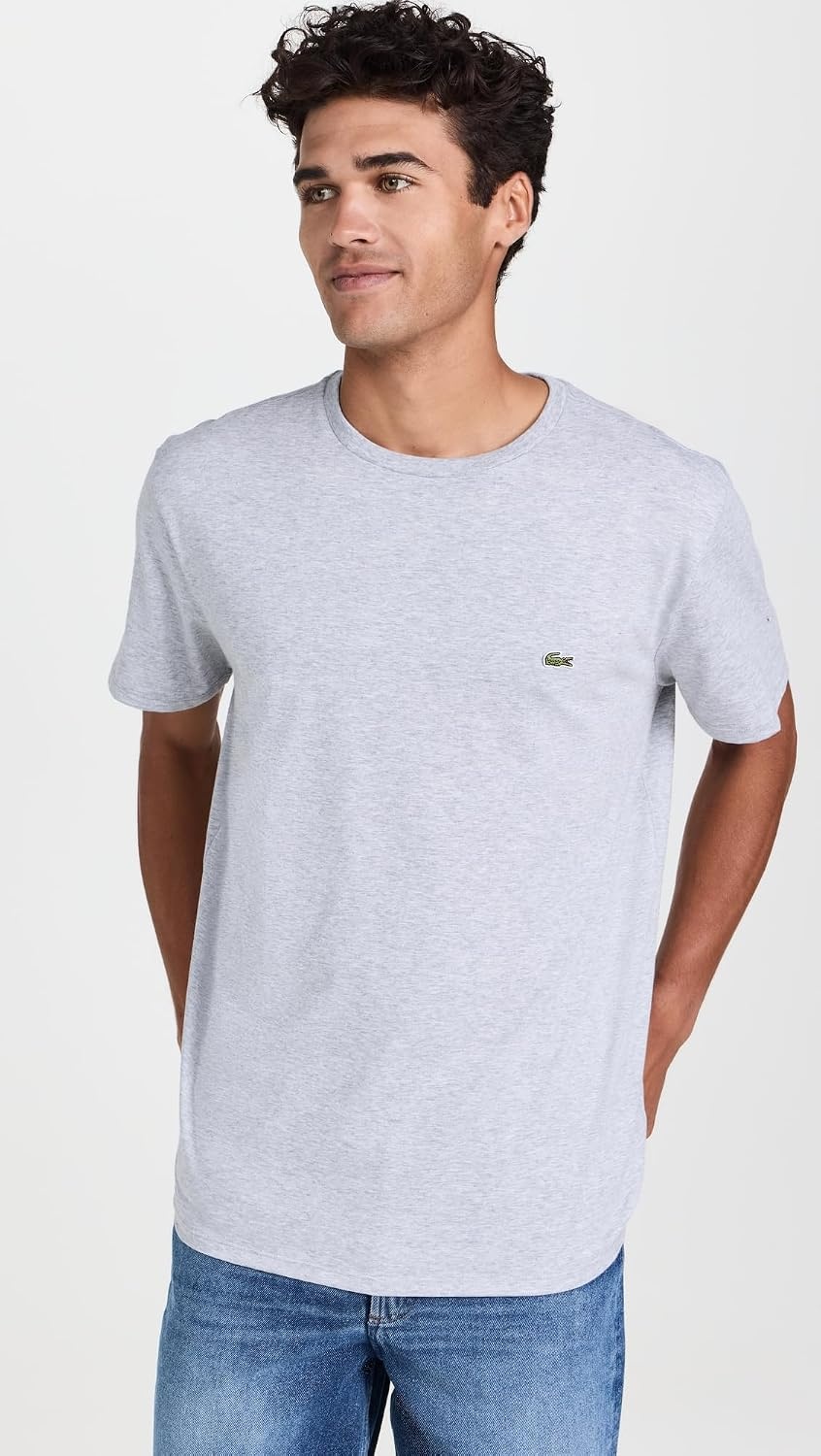 image:imageLacoste Mens Short Sleeve Pima Jersey Crew Neck TeeSilver Chine