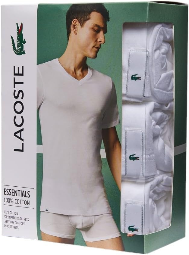 image:imageLacoste Mens Slim Fit Vneck Undershirt 3packWhite