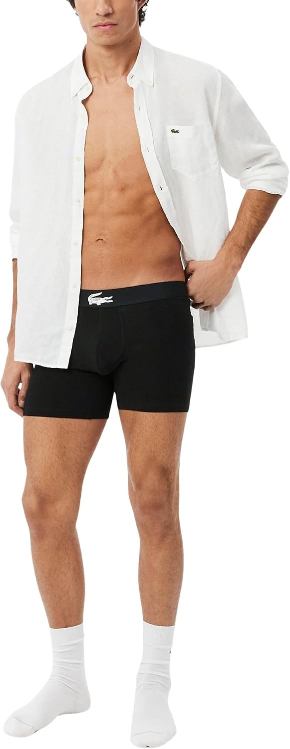 image:imageLacoste Mens Stretch Jersey Boxer Briefs 3packBlack