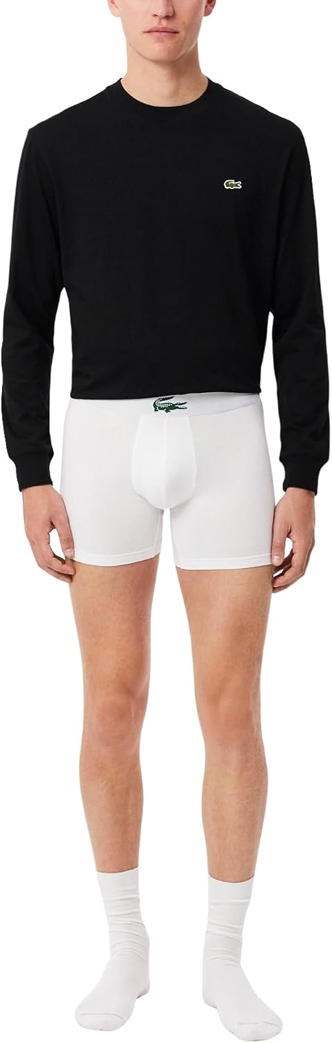 image:imageLacoste Mens Stretch Jersey Boxer Briefs 3packWhiteGreenBlack