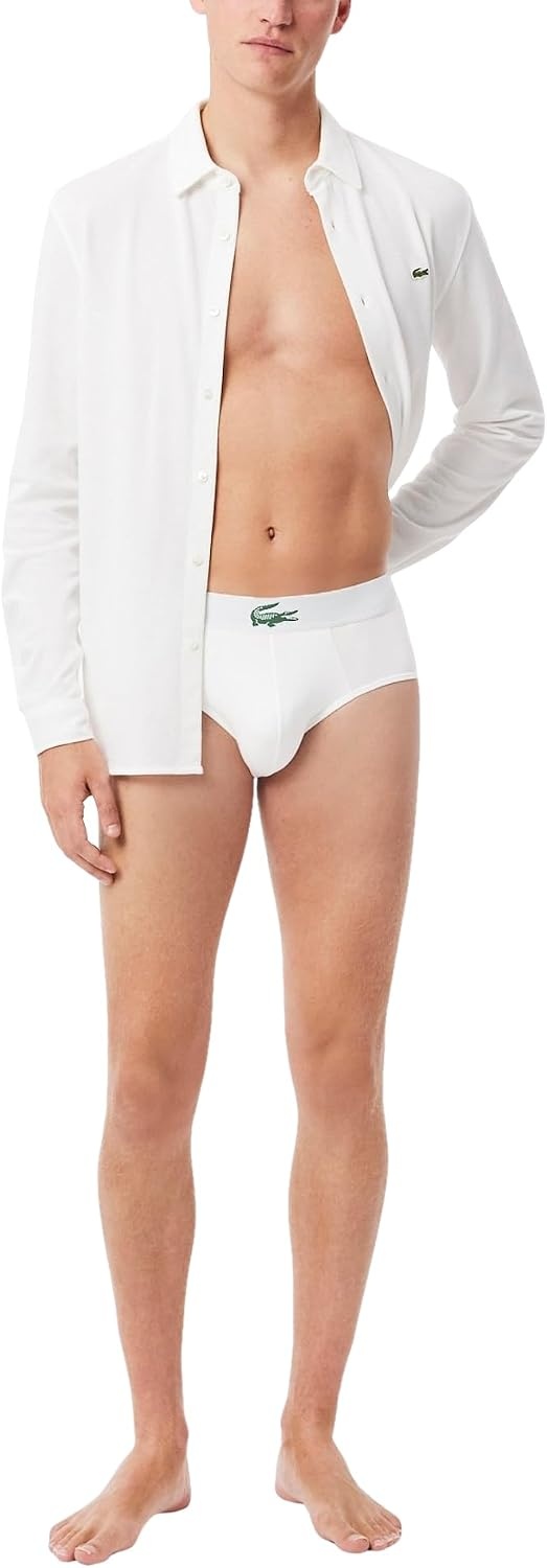 image:imageLacoste Mens Stretch Jersey Briefs 3packWhiteGreenBlack