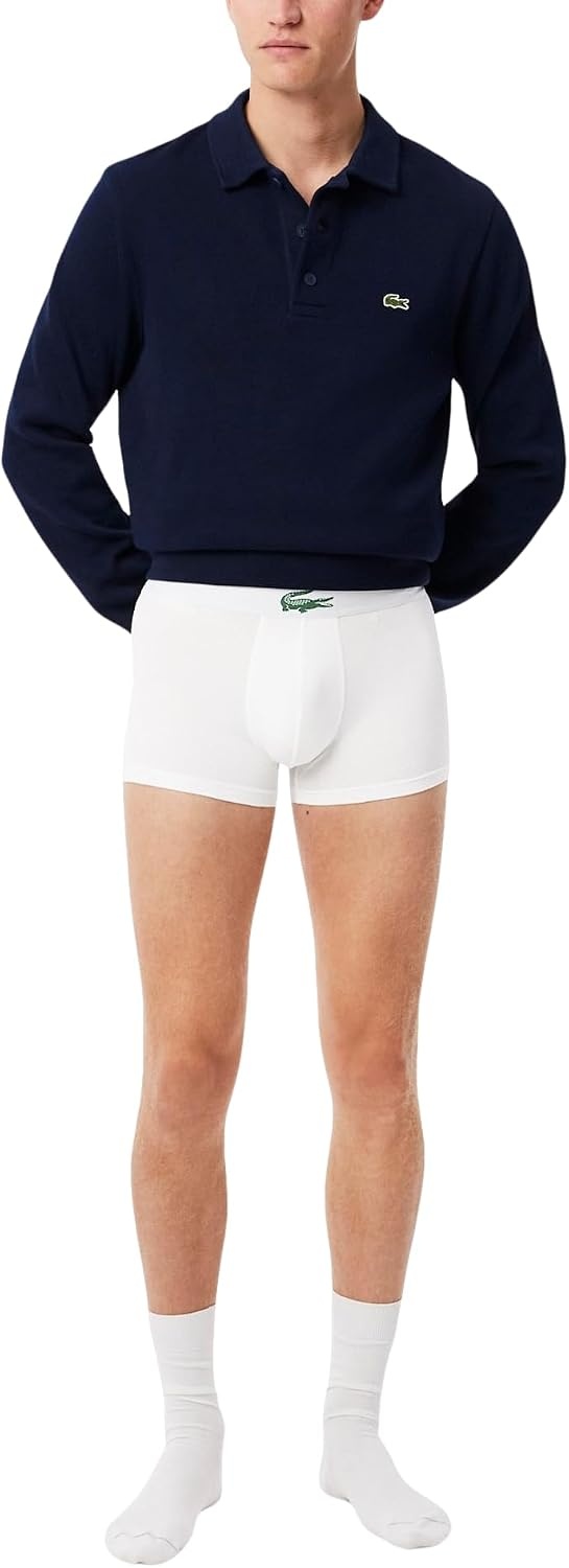 image:imageLacoste Mens Stretch Jersey Trunks 3packWhiteGreenBlack