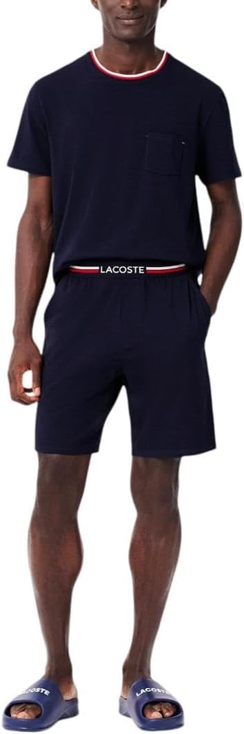 image:imageLacoste Mens Striped Waist Long Boxer BriefsNavy Blue