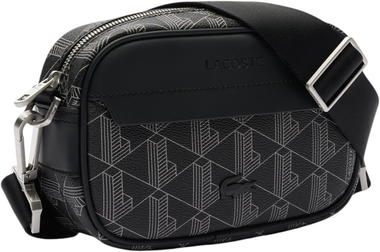 image:imageLacoste Mens The Blend Small Monogram Canvas Crossbody Bag Black One Size