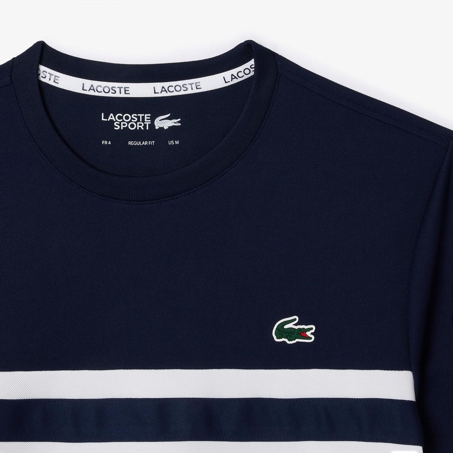 image:imageLacoste Mens Ultra Dry Piqu Tennis TShirtWhiteNavy Blue