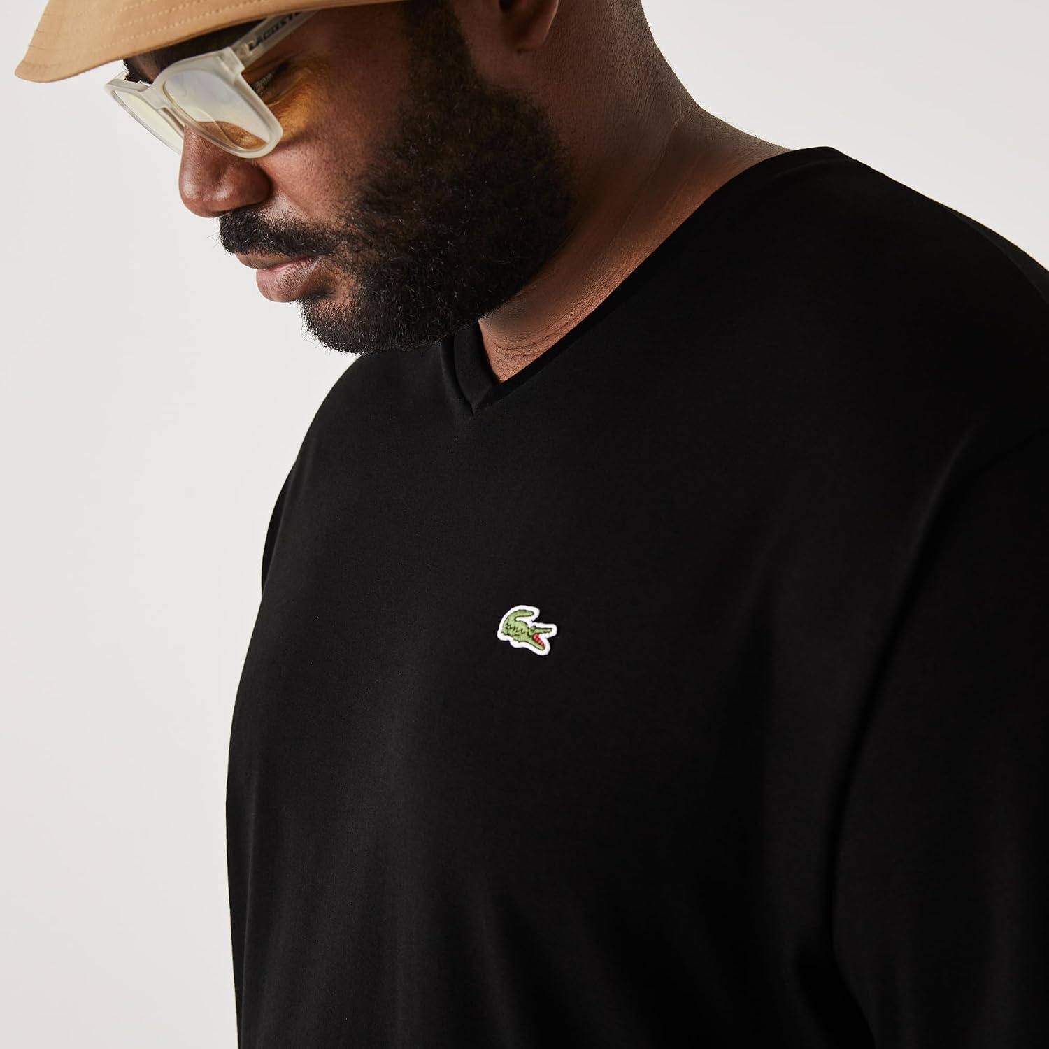 image:imageLacoste Mens VNeck Jersey Pima TShirt Plus SizeBlack