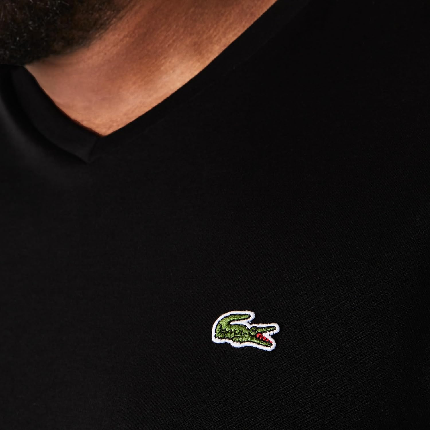 image:imageLacoste Mens VNeck Jersey Pima TShirt Plus SizeBlack