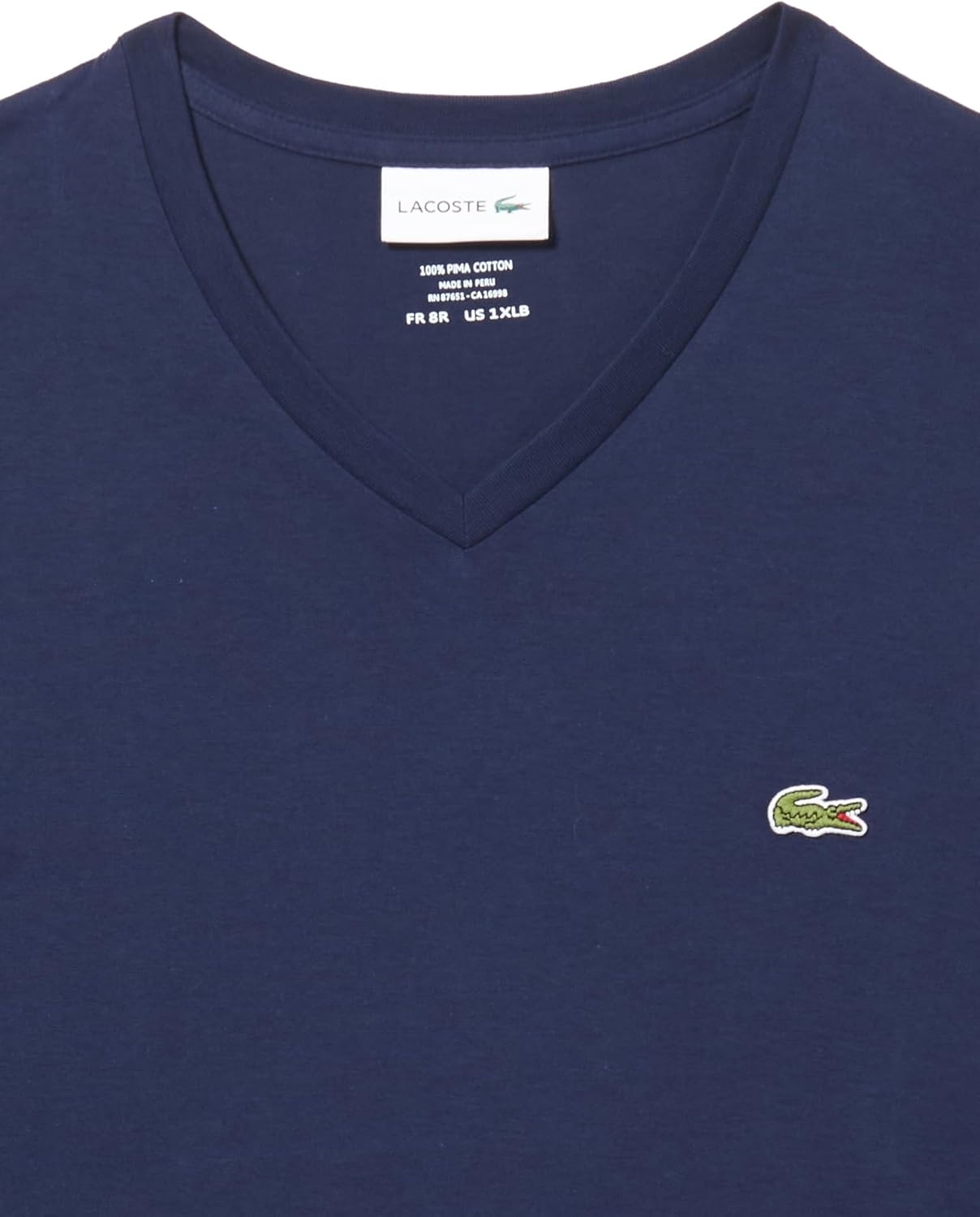 image:imageLacoste Mens VNeck Jersey Pima TShirt Plus SizeNavy Blue
