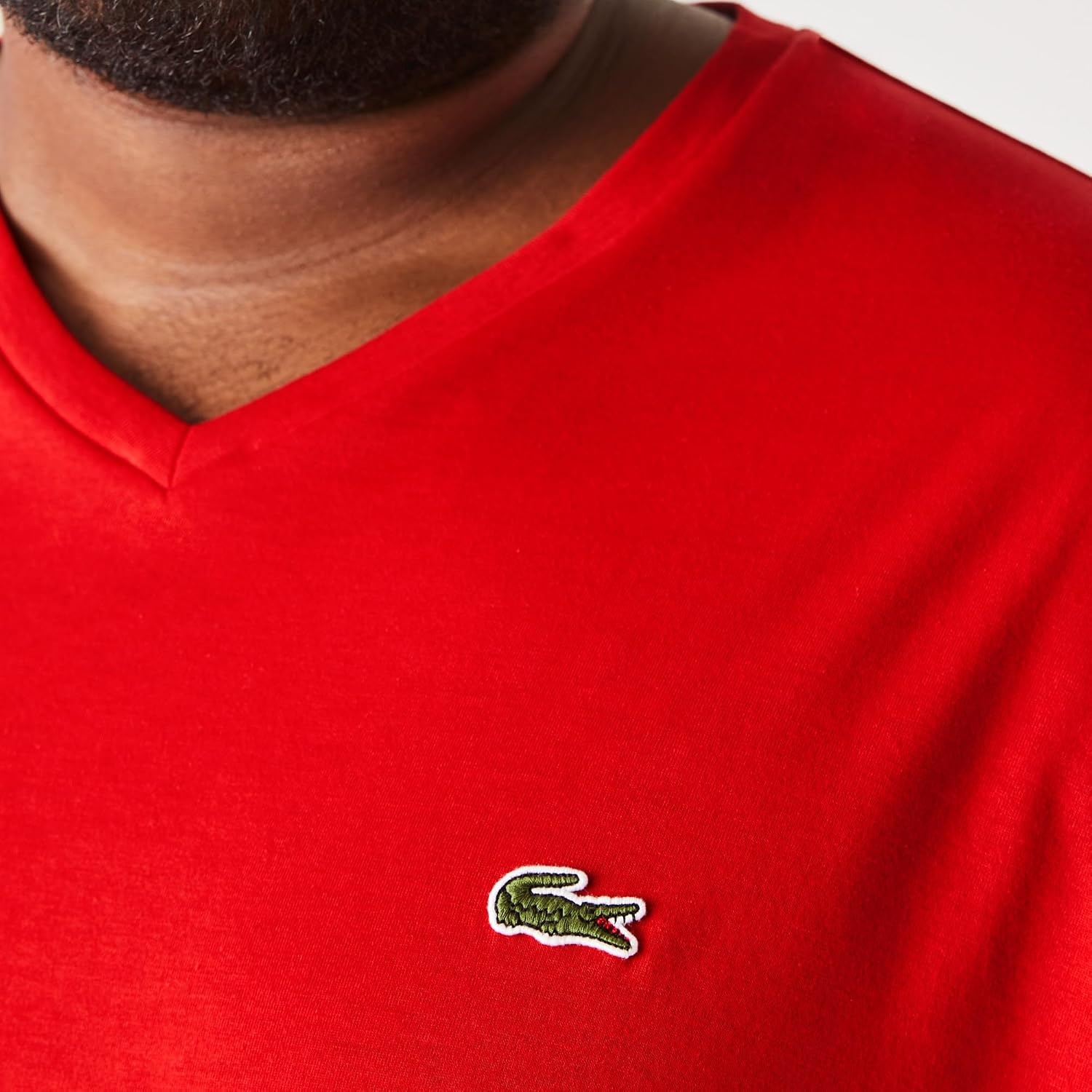 image:imageLacoste Mens VNeck Jersey Pima TShirt Plus SizeRed