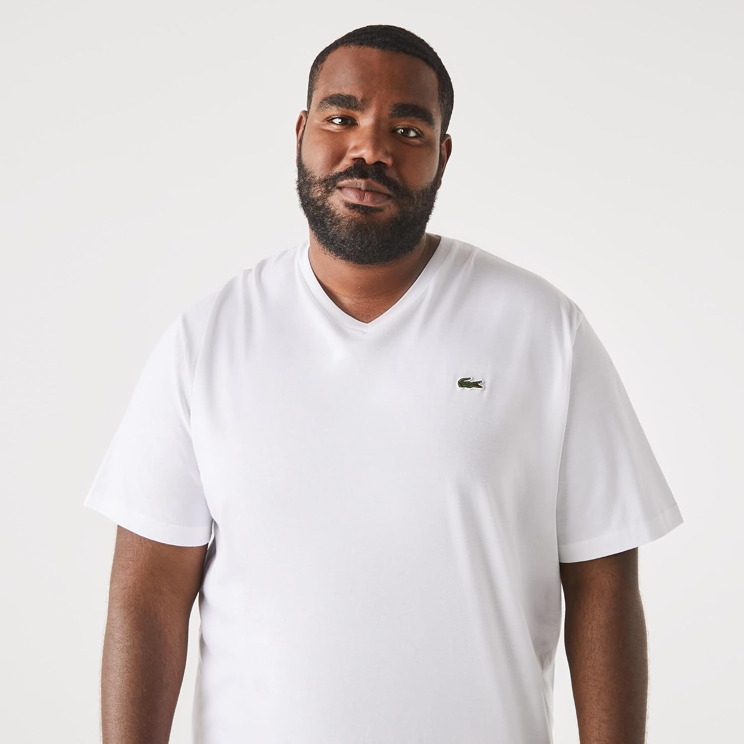 image:imageLacoste Mens VNeck Jersey Pima TShirt Plus SizeWhite