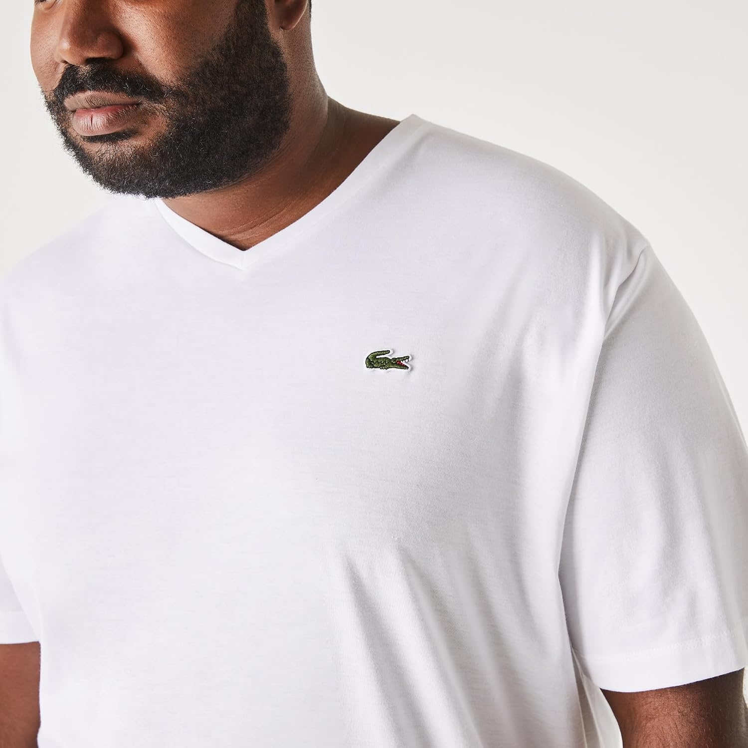 image:imageLacoste Mens VNeck Jersey Pima TShirt Plus SizeWhite