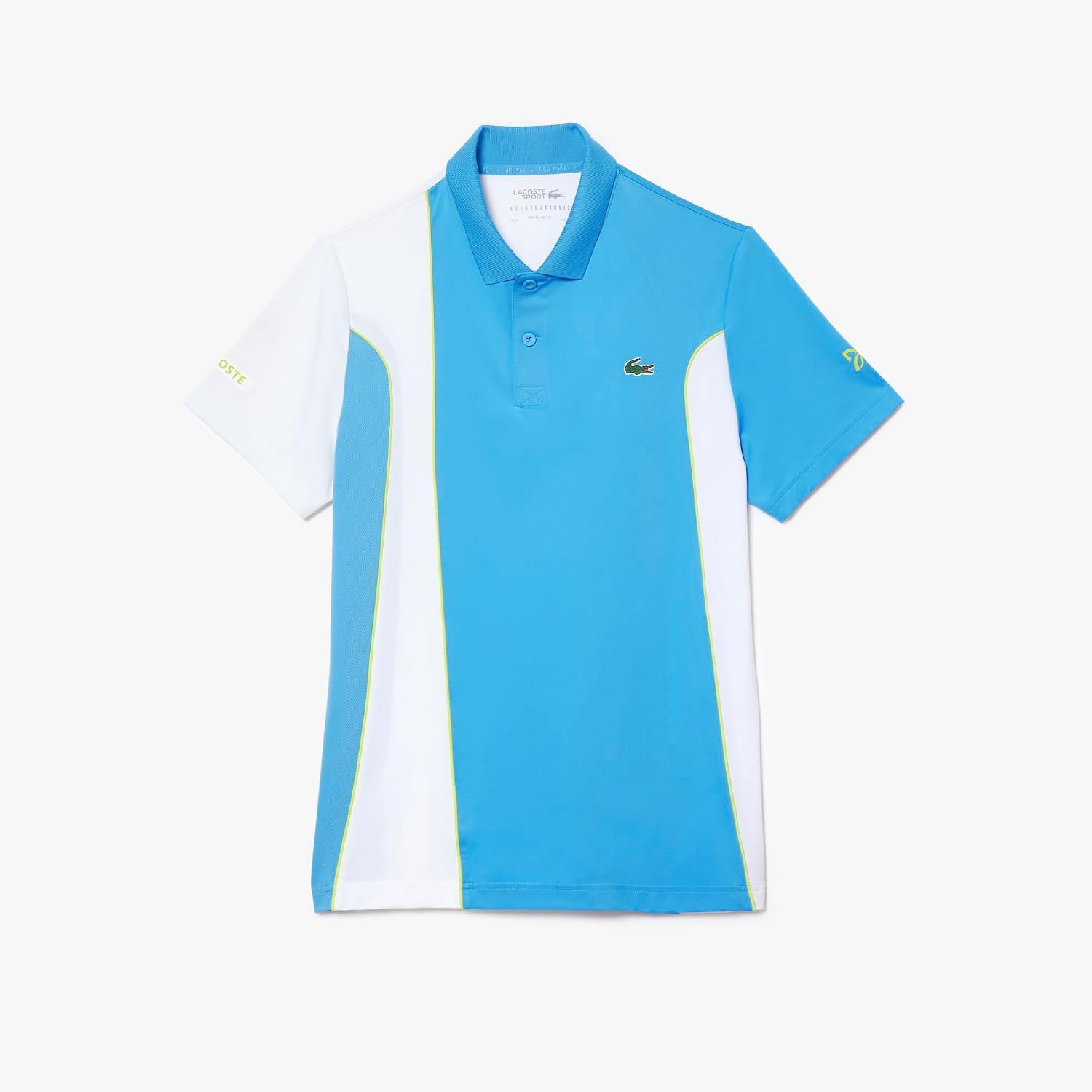 image:imageLacoste Mens X Novak Djokovic Regular Fit Colorblock PoloArgentine BlueWhite