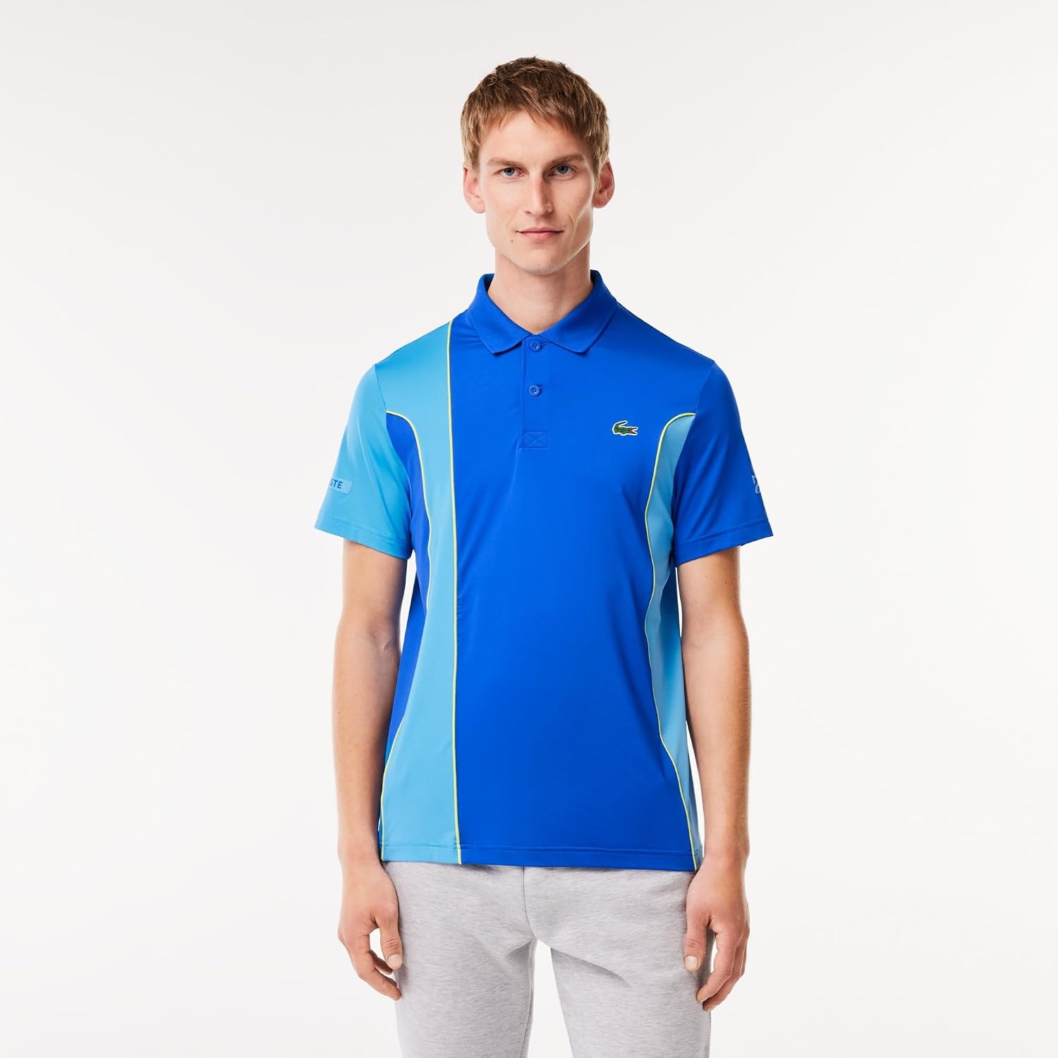 image:imageLacoste Mens X Novak Djokovic Regular Fit Colorblock PoloMarinaArgentine Blue