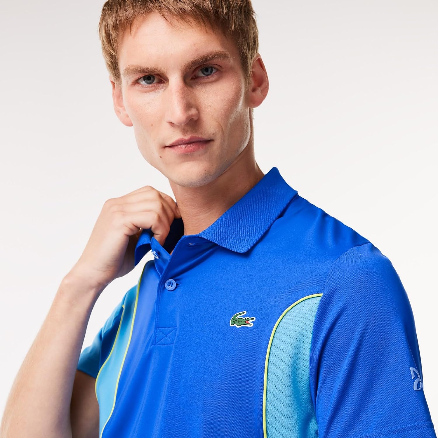 image:imageLacoste Mens X Novak Djokovic Regular Fit Colorblock PoloMarinaArgentine Blue