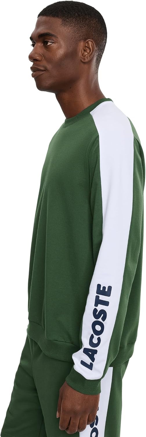 image:imageLacoste Printed Fleece Loungewear SweatshirtGreen Navy Blue White