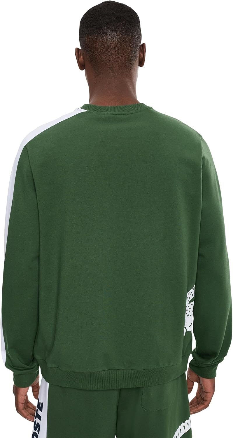 image:imageLacoste Printed Fleece Loungewear SweatshirtGreen Navy Blue White