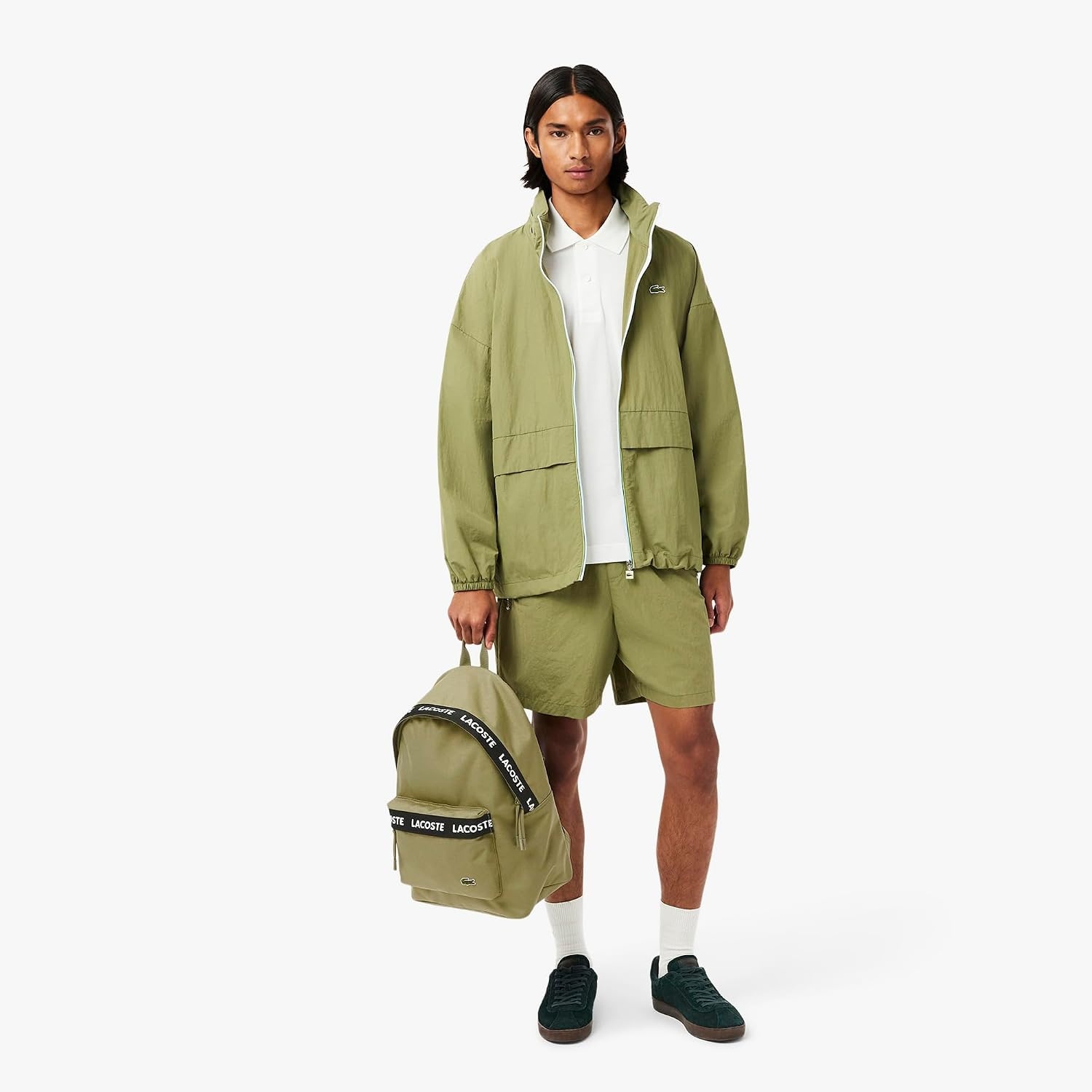 image:imageLacoste Unisex Neocroc Seasonal Backpack Tape Viennois Beige One SizeArmy Green