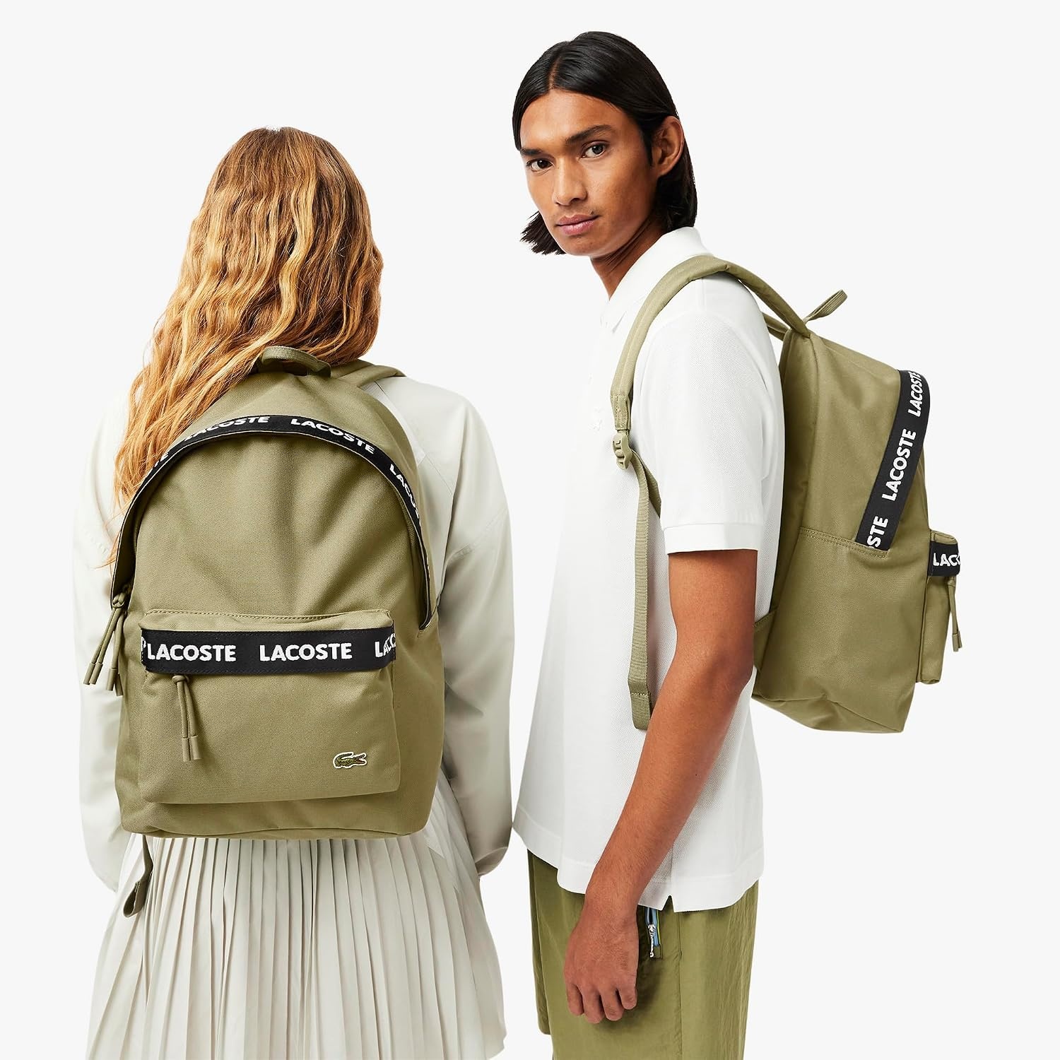 image:imageLacoste Unisex Neocroc Seasonal Backpack Tape Viennois Beige One SizeArmy Green