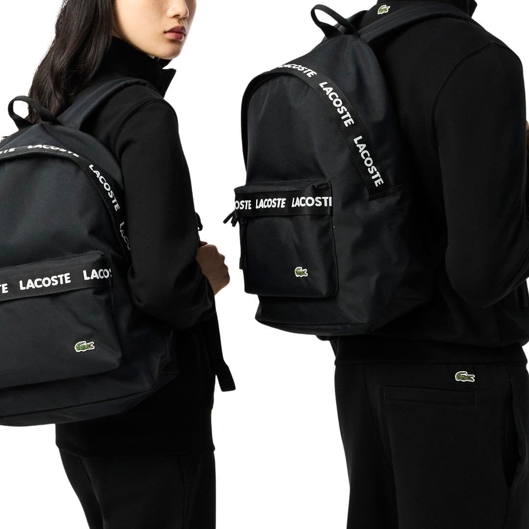 image:imageLacoste Unisex Neocroc Seasonal Backpack Tape Viennois Beige One SizeTape Black