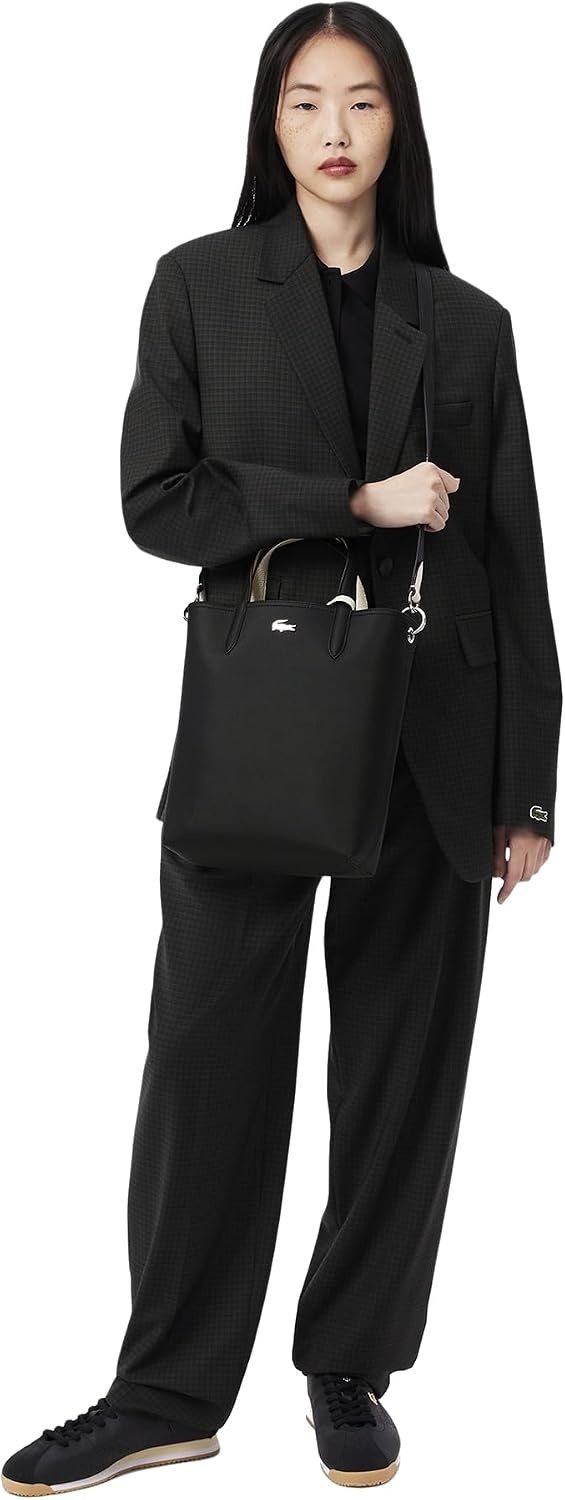 image:imageLacoste Womens Anna Large Vertical Tote BagBlackBeige