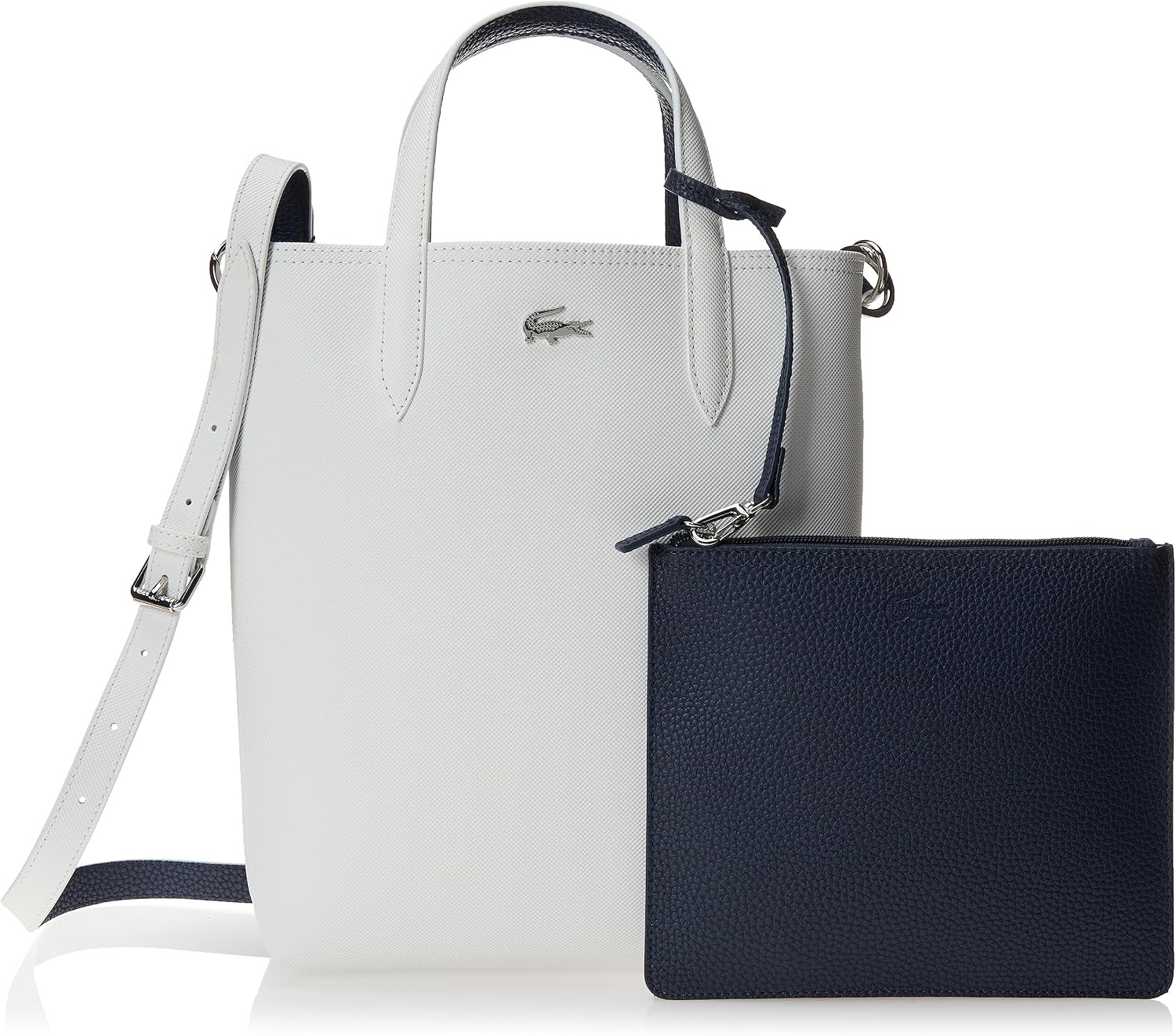 image:imageLacoste Womens Anna Large Vertical Tote BagClean WhiteBlueNuit