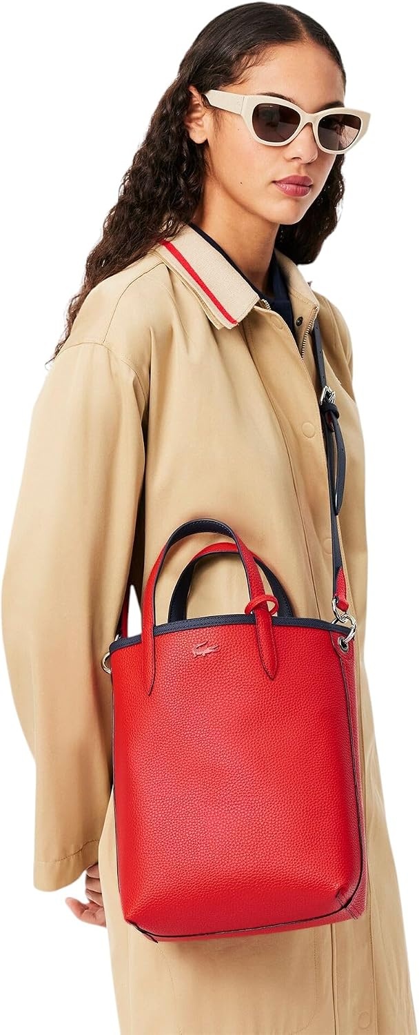image:imageLacoste Womens Anna Large Vertical Tote BagForest GreenNavy BlueAconitWhite