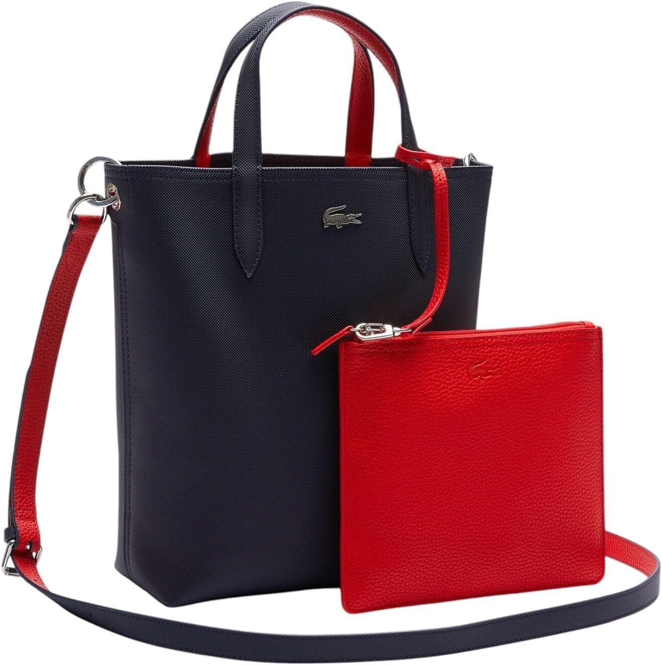 image:imageLacoste Womens Anna Large Vertical Tote BagForest GreenNavy BlueAconitWhite