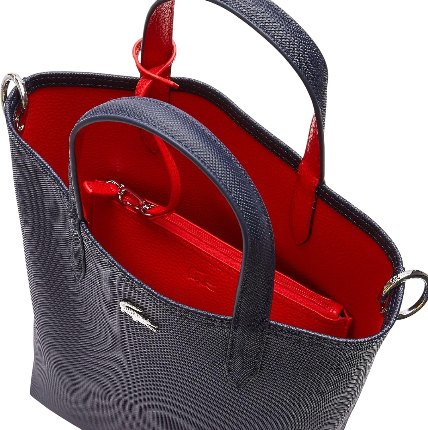 image:imageLacoste Womens Anna Large Vertical Tote BagForest GreenNavy BlueAconitWhite