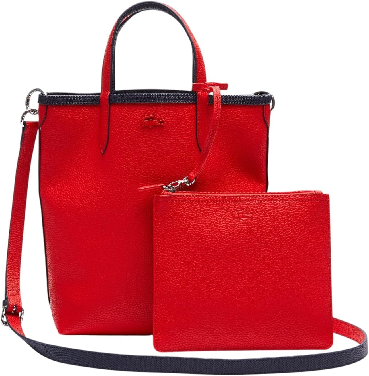 image:imageLacoste Womens Anna Large Vertical Tote BagForest GreenNavy BlueAconitWhite