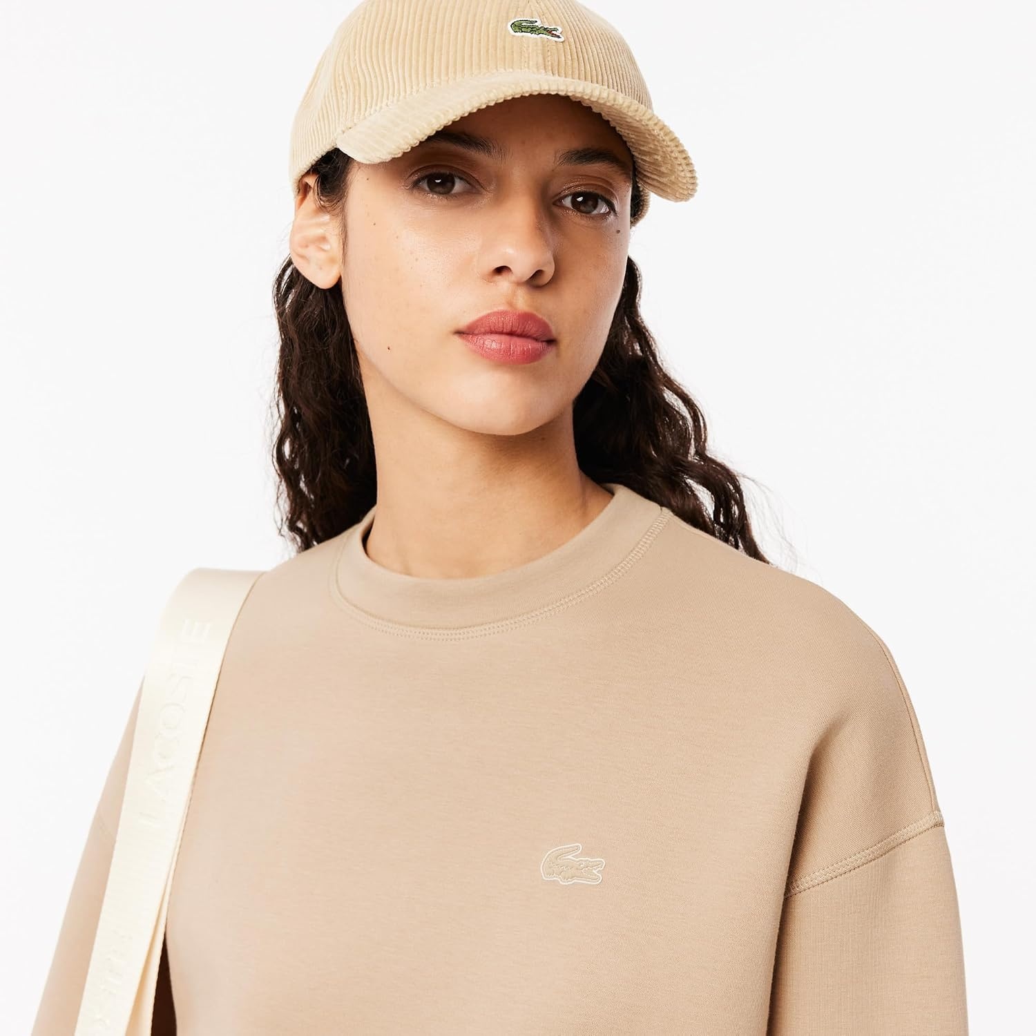 image:imageLacoste Womens Back Print Oversized SweatshirtViennese Beige