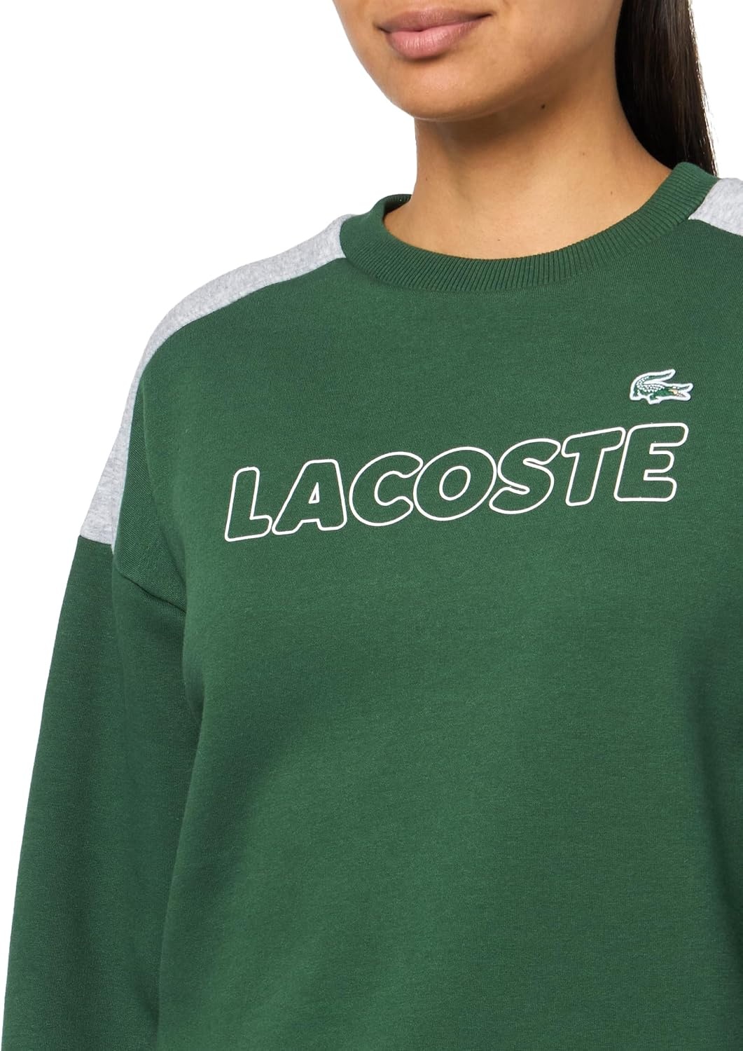 image:imageLacoste Womens Brushed Fleece Crew Neck SweatshirtGreen